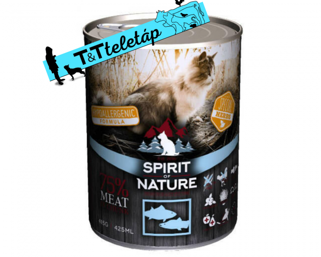 Spirit of Nature Hipoallergén Macska konzerv 415g Tonhal és Lazac - tenyesztoitap