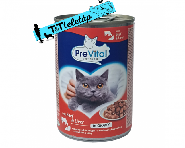 PreVital konzerv macskaeledel 415 g marha-máj szószban