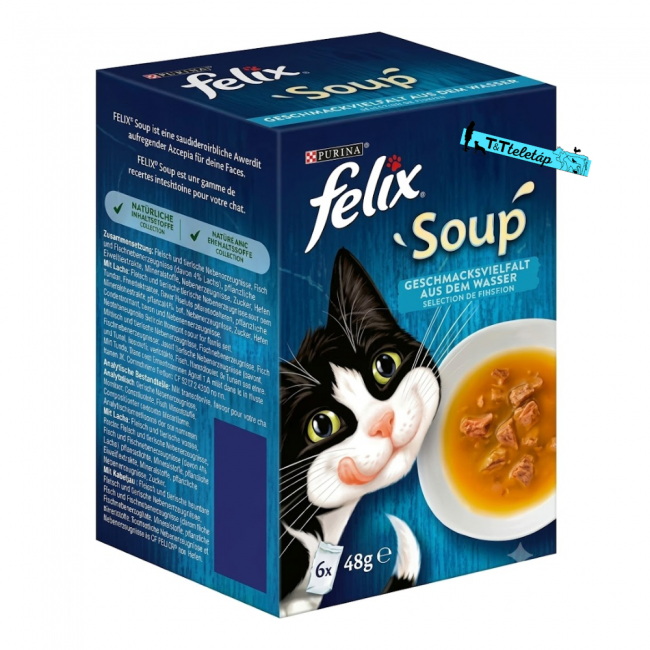 FELIX Soup halas válogatás tőkehal, lepényhal, tonhal nedves eledel felnőtt macskáknak