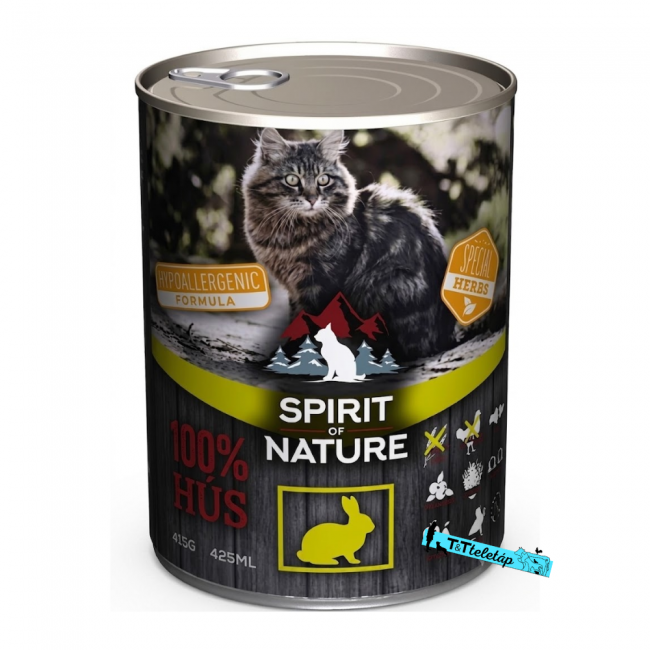 Spirit of Nature Hypoallergén macska konzerv – bárány, nyúl 415 g