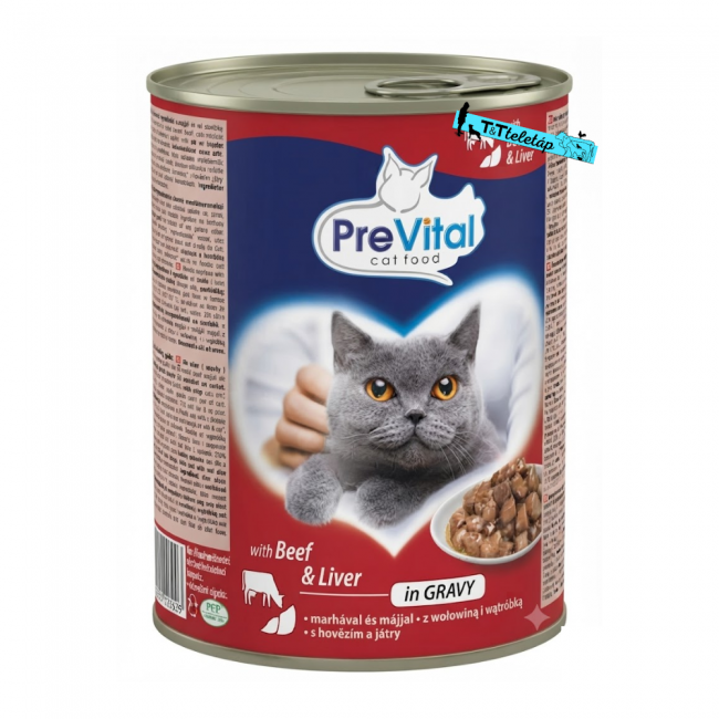 PreVital konzerv macskaeledel 415 g marha-máj szószban